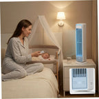 Slim Vertical Personal Air Circulator Fan with Remote Control Adjustable Louvers Quiet DC Motor