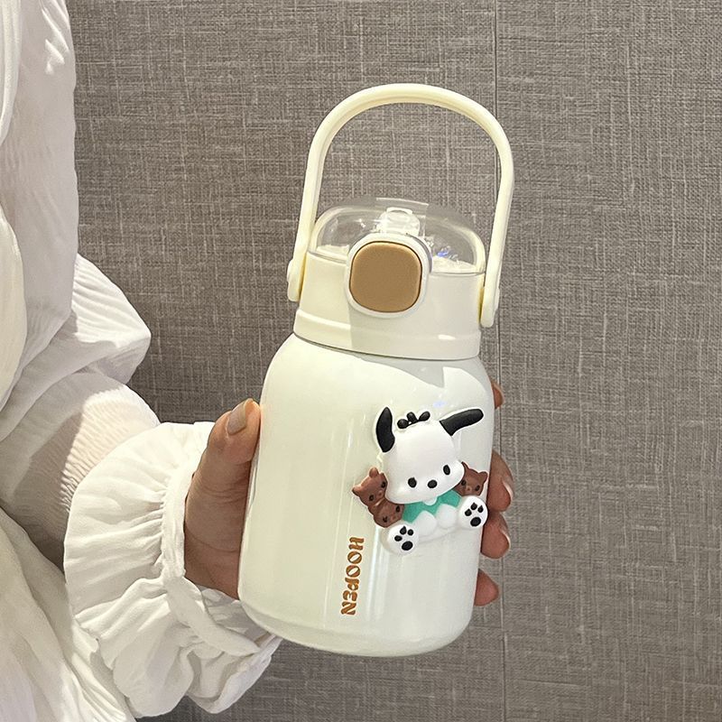 Women's Insulated Drink Container with Carrying Handle Leak-Proof Double Wall 12-Hour Temperature Retention Cute Design