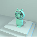 Handheld Mini Fan Cute Cartoon Bear Design Portable USB Rechargeable