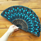 Handcrafted Ladies Fan with Exquisite Embroidery Lightweight Fabric Cooling Accessory
