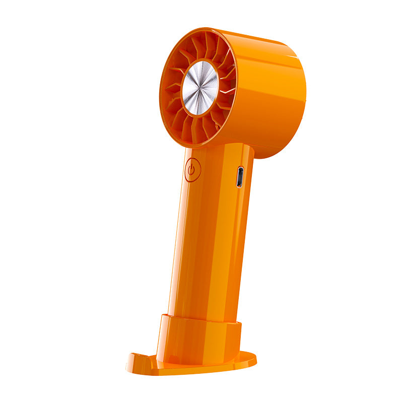 Portable Handheld Fan Rechargeable Battery Lightweight Compact Orange with Adjustable Speed