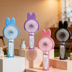 Portable Mini Handheld Fan for Women USB Rechargeable Cute Bunny Design Lightweight Quiet