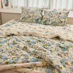 Women’s Floral Cotton Bedding Set Soft Yellow Blue Comfort