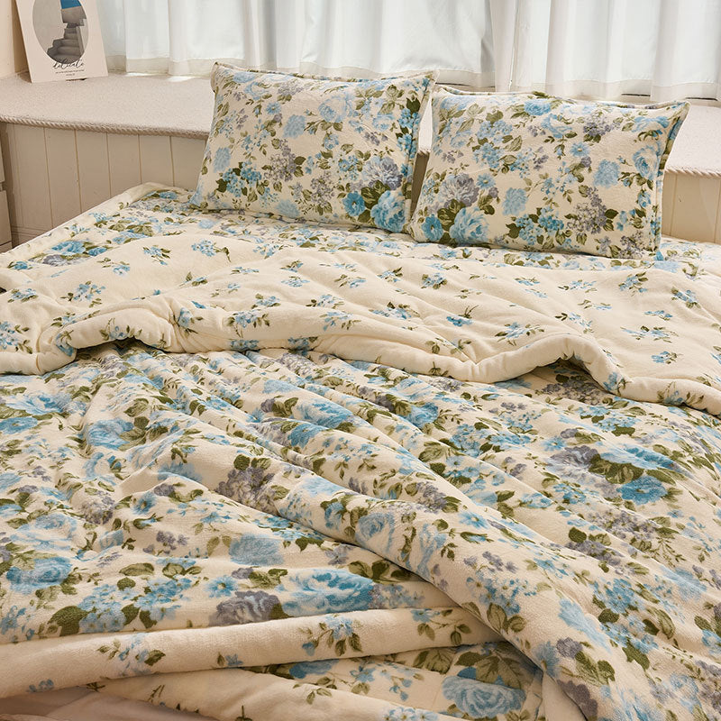 Women’s Floral Cotton Bedding Set Soft Yellow Blue Comfort