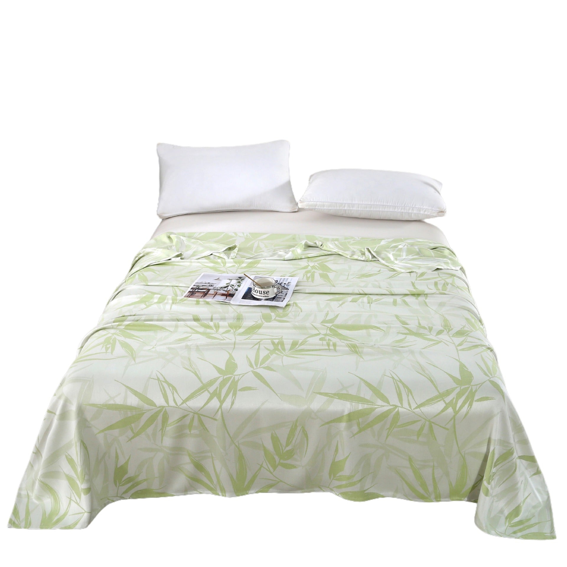 Bowlift Cotton Comforter Soft Breathable Leaf Pattern Green Duvet for Women