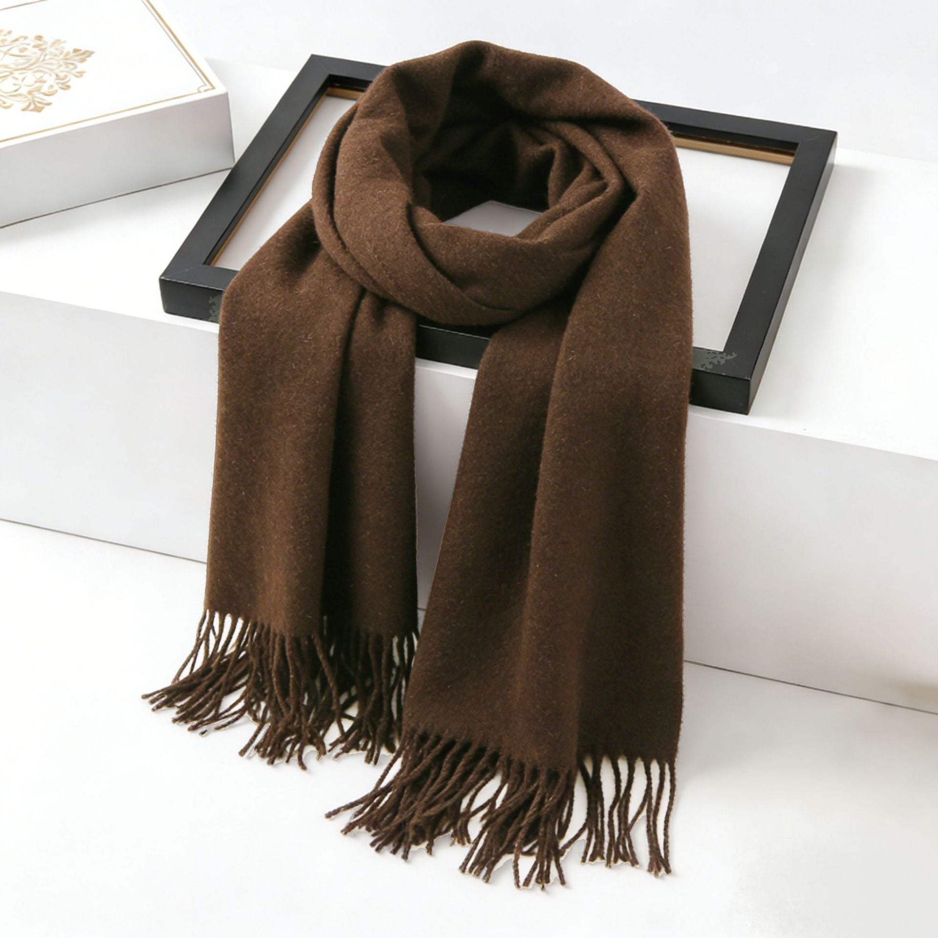 Brehn Cashmere Scarf Women Soft Warm Elegant Classic Neck Wrap with Fringes