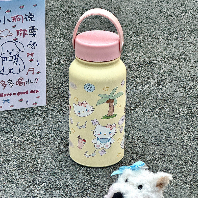 Women’s Insulated Stainless Steel Water Bottle with Cat Design Lightweight and Portable