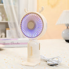 Portable Mini Hand Fan for Women USB Rechargeable Lightweight with Flexible Mounting and Cute Ear Design