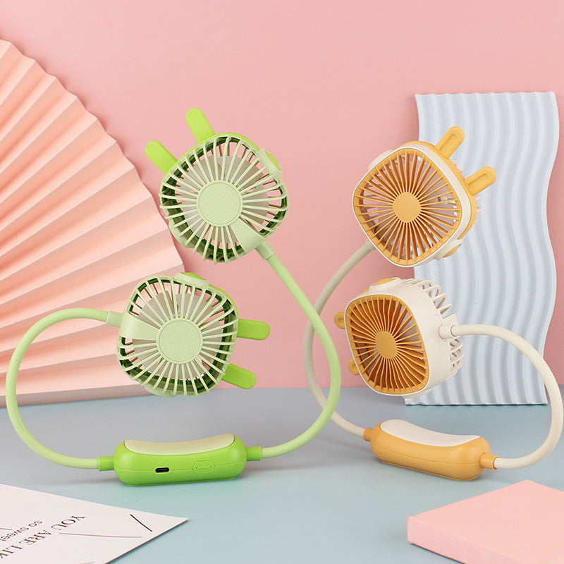 Women’s Portable Neck Fan Flexible Design USB Rechargeable Lightweight Quiet Cooling