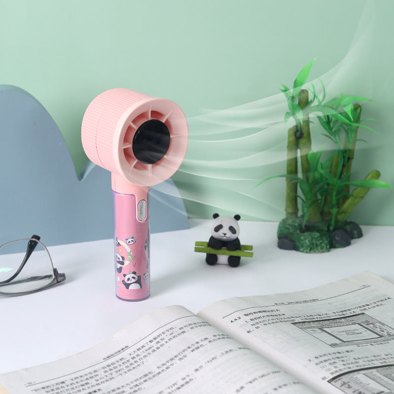 Portable Handheld Fan Battery Operated Cute Panda Design Lightweight Compact