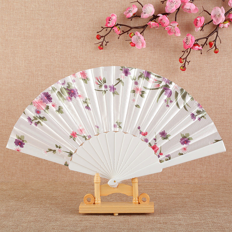 Ladies Decorative Folding Fan Lightweight Floral Design Compact Accessory