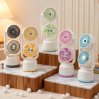 Portable Double Fan USB Rechargeable Quiet Motor Tiltable Heads Unisex