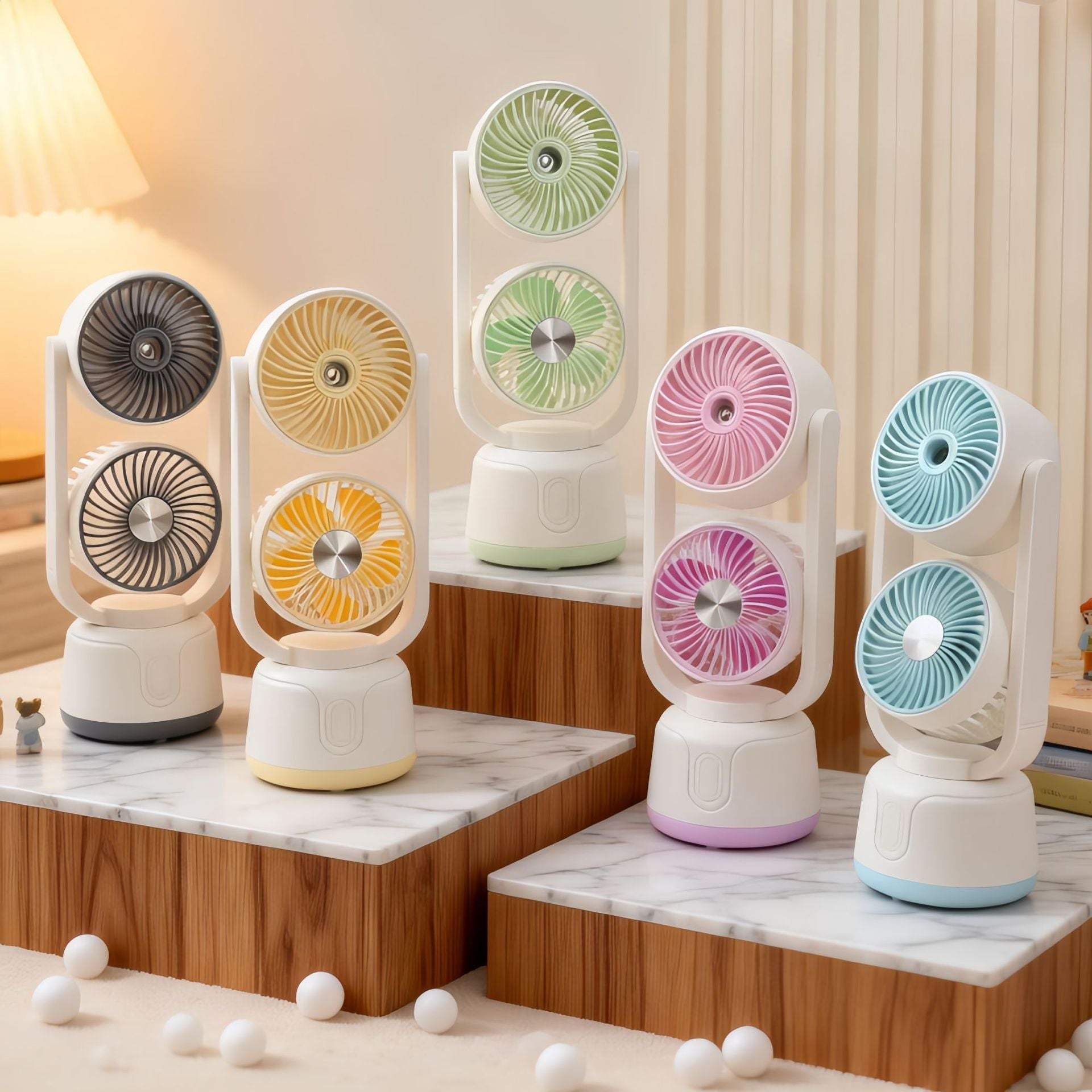 Portable Double Fan USB Rechargeable Quiet Motor Tiltable Heads Unisex