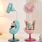 Portable Mini Fan for Women USB Rechargeable Quiet Operation Cute Panda Design