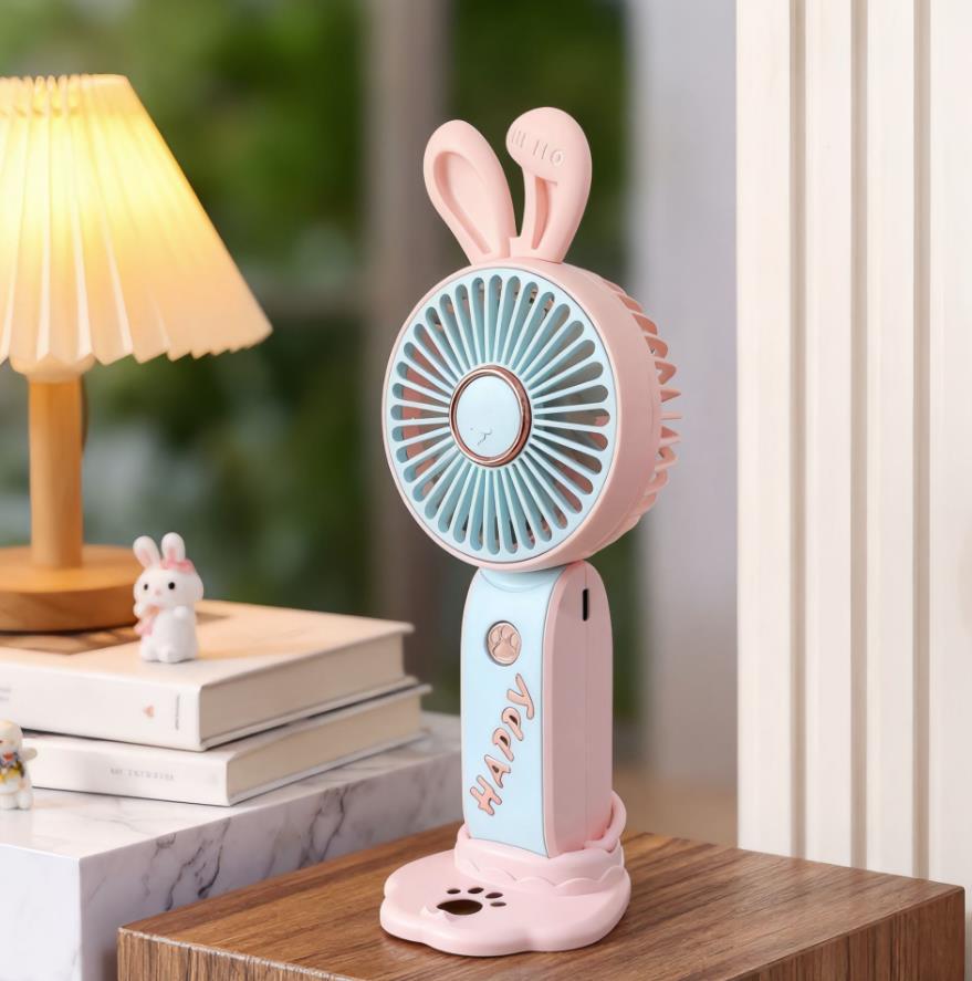 Harrow Ladies USB Fan Portable Quiet Desk Fan with Bunny Ear Design