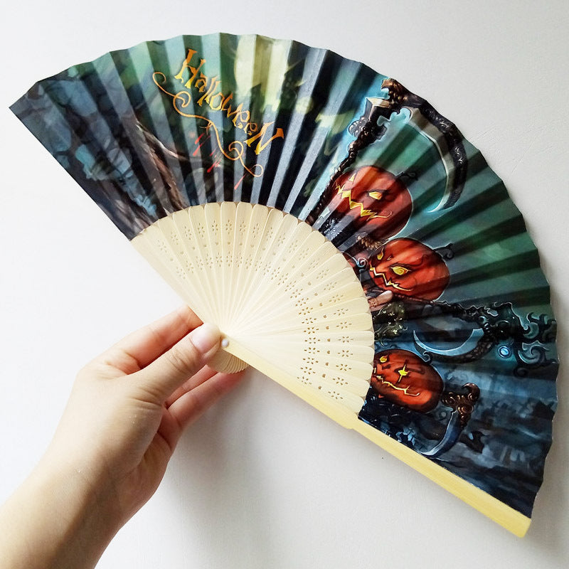 Women's Halloween Costume Fan Black Foldable Trick or Treat Accessory