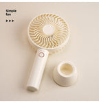 Women's Portable Hand Fan USB Rechargeable Ergonomic Grip Adjustable Speed Quiet Operation