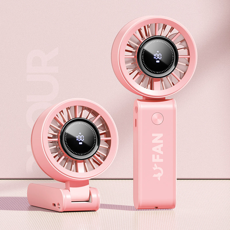 High-Efficiency Handheld Cooling Fan with Digital Display Portable Rechargeable Battery Powered