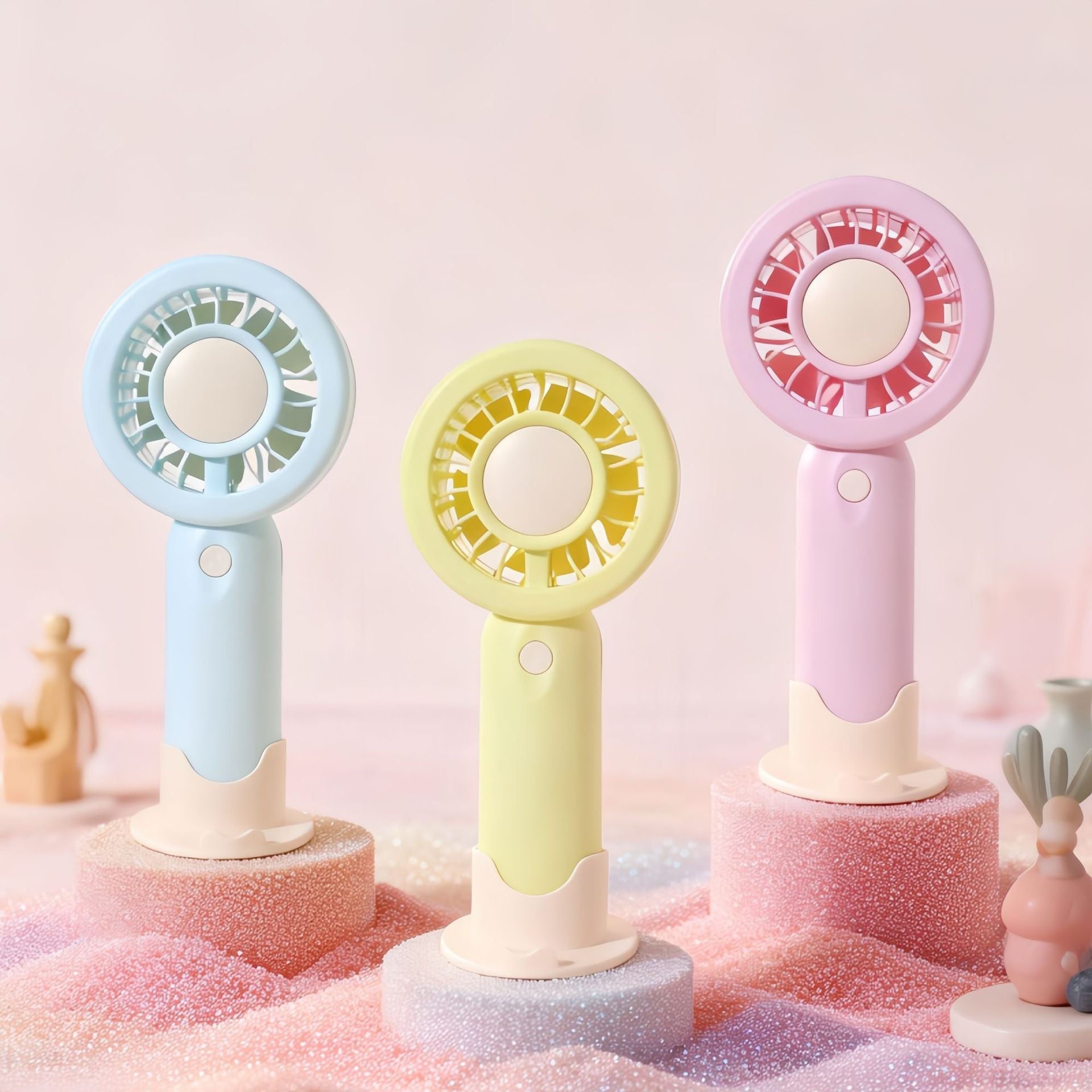 Women Portable Mini Fan with LED Light USB Rechargeable Compact Handheld Fan