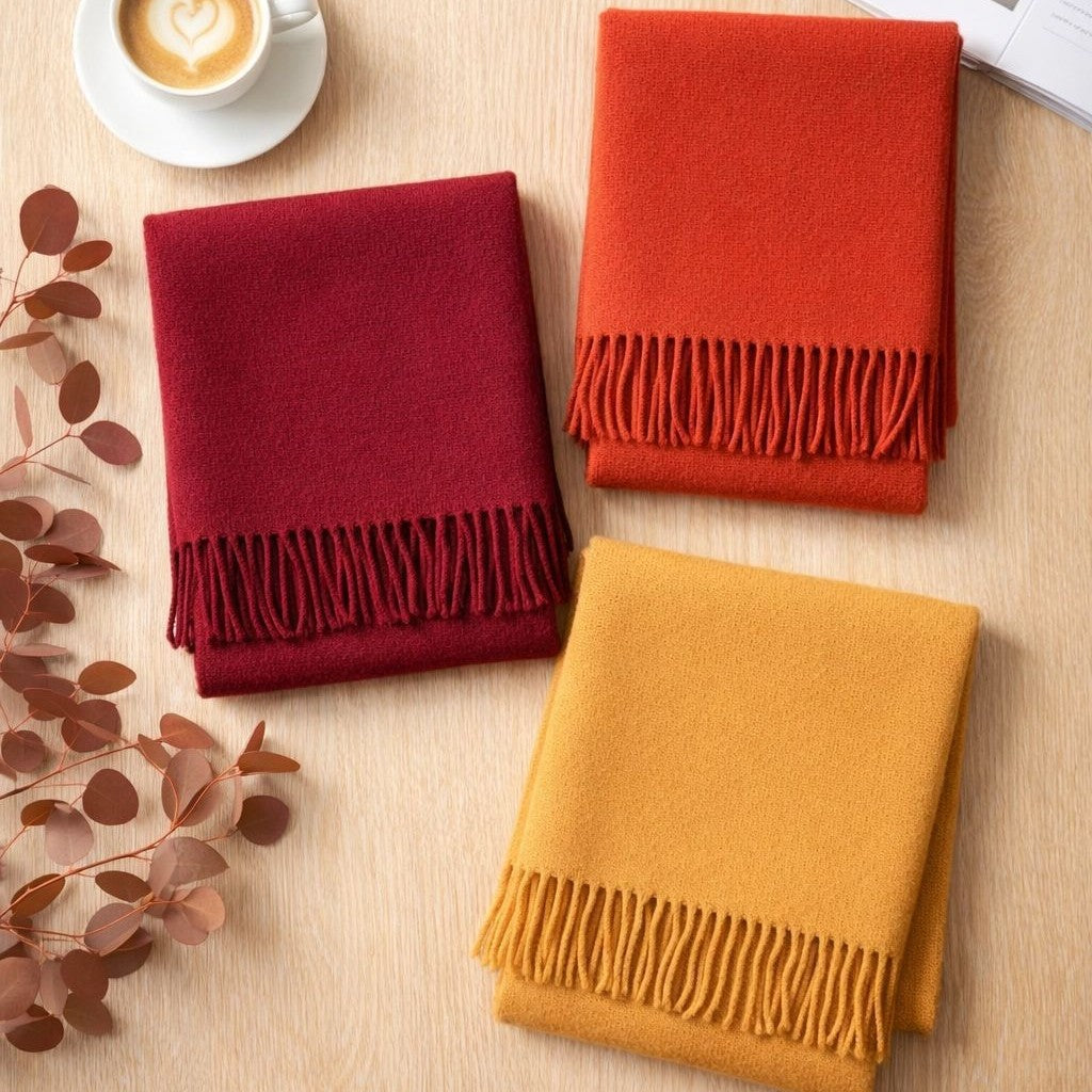 Brehn Cashmere Scarf Women Soft Warm Elegant Classic Neck Wrap with Fringes