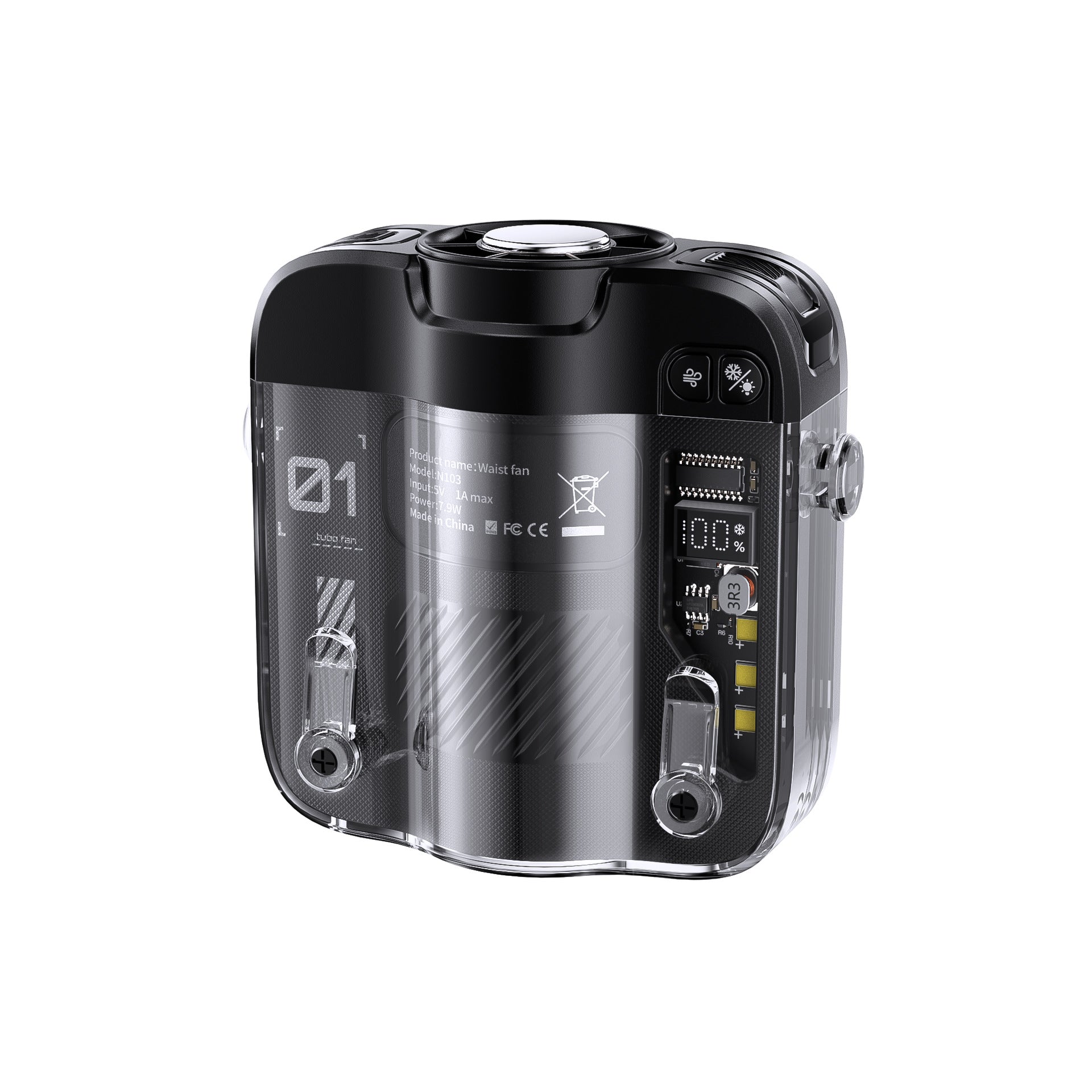 Portable Waist Fan Hands-Free Clip-On Adjustable Speed Battery Powered