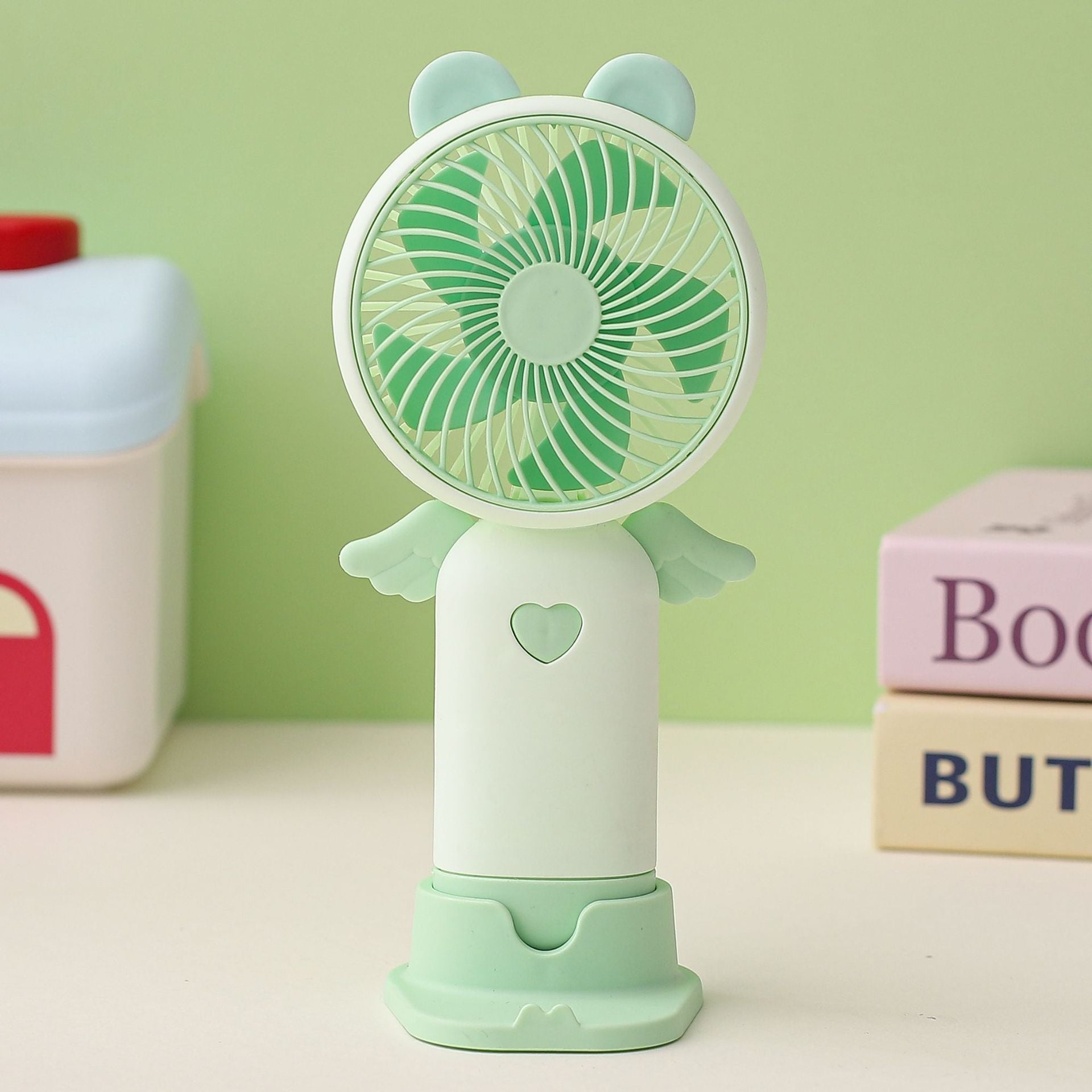 Portable Fan Adorable Character Design USB Rechargeable Quiet Operation Compact