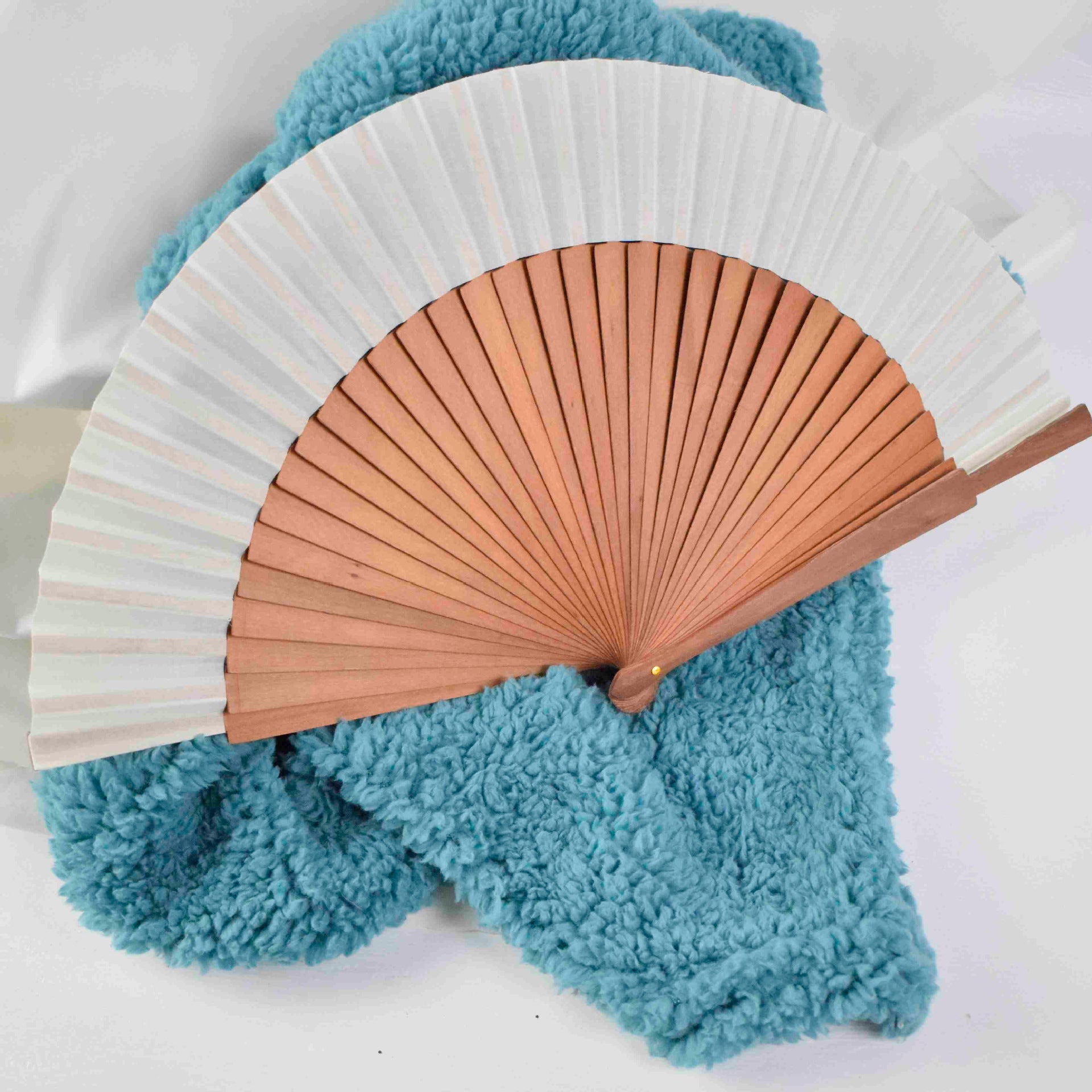 Ladies Elegant Hand Fan Eco-Friendly Paper Wooden Frame Lightweight Portable