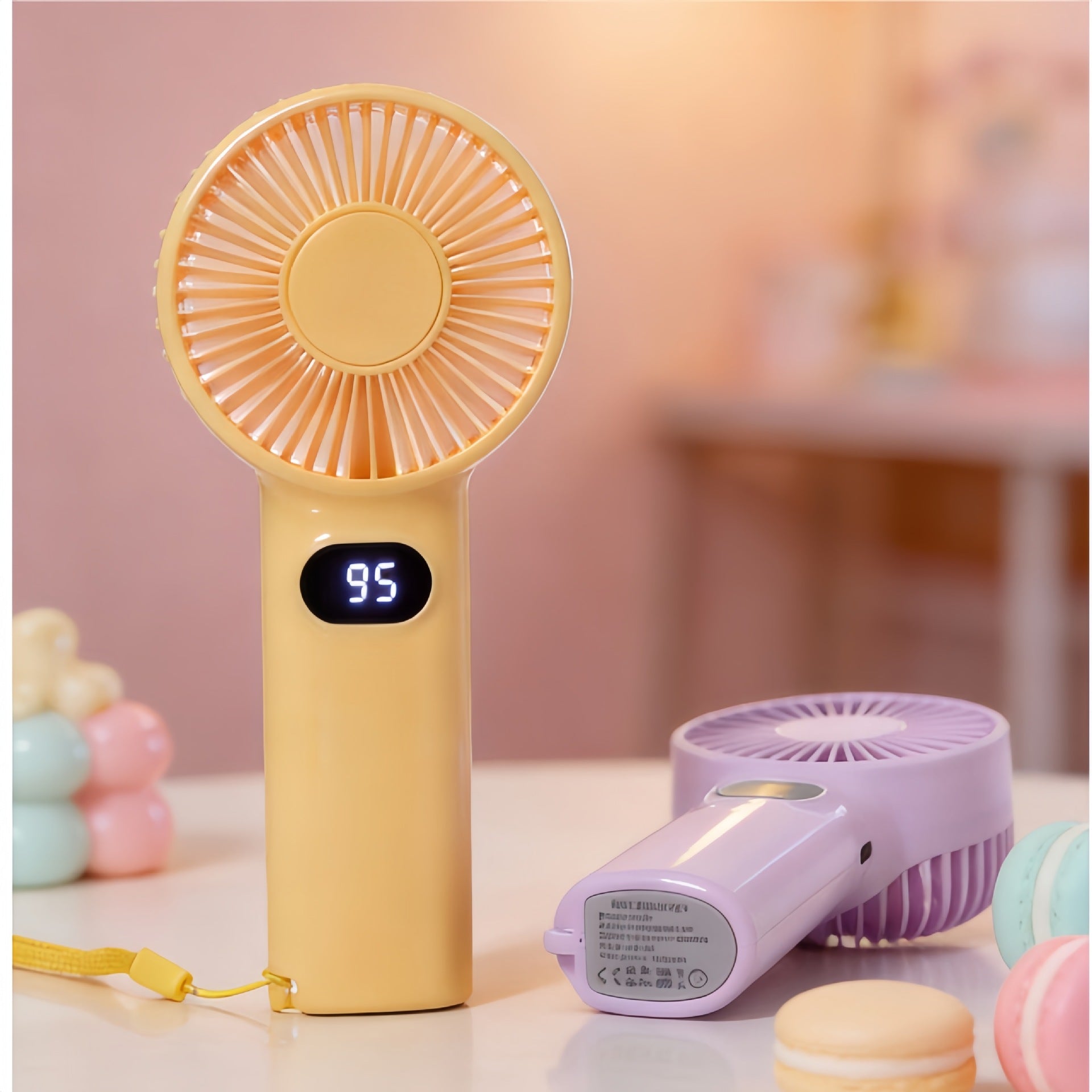 Portable Handheld Fan with Digital Speed Display USB Rechargeable Lightweight Personal Fan