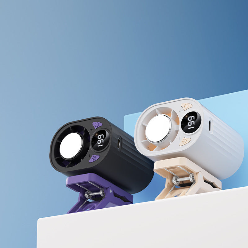 Clip-On Personal Cooling Fan Portable Adjustable Speed Digital Temperature Display