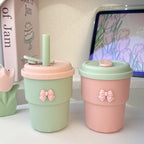Reusable Women's Drinking Cup with Integrated Straw Leak-Proof Lid BPA-Free Dishwasher Safe