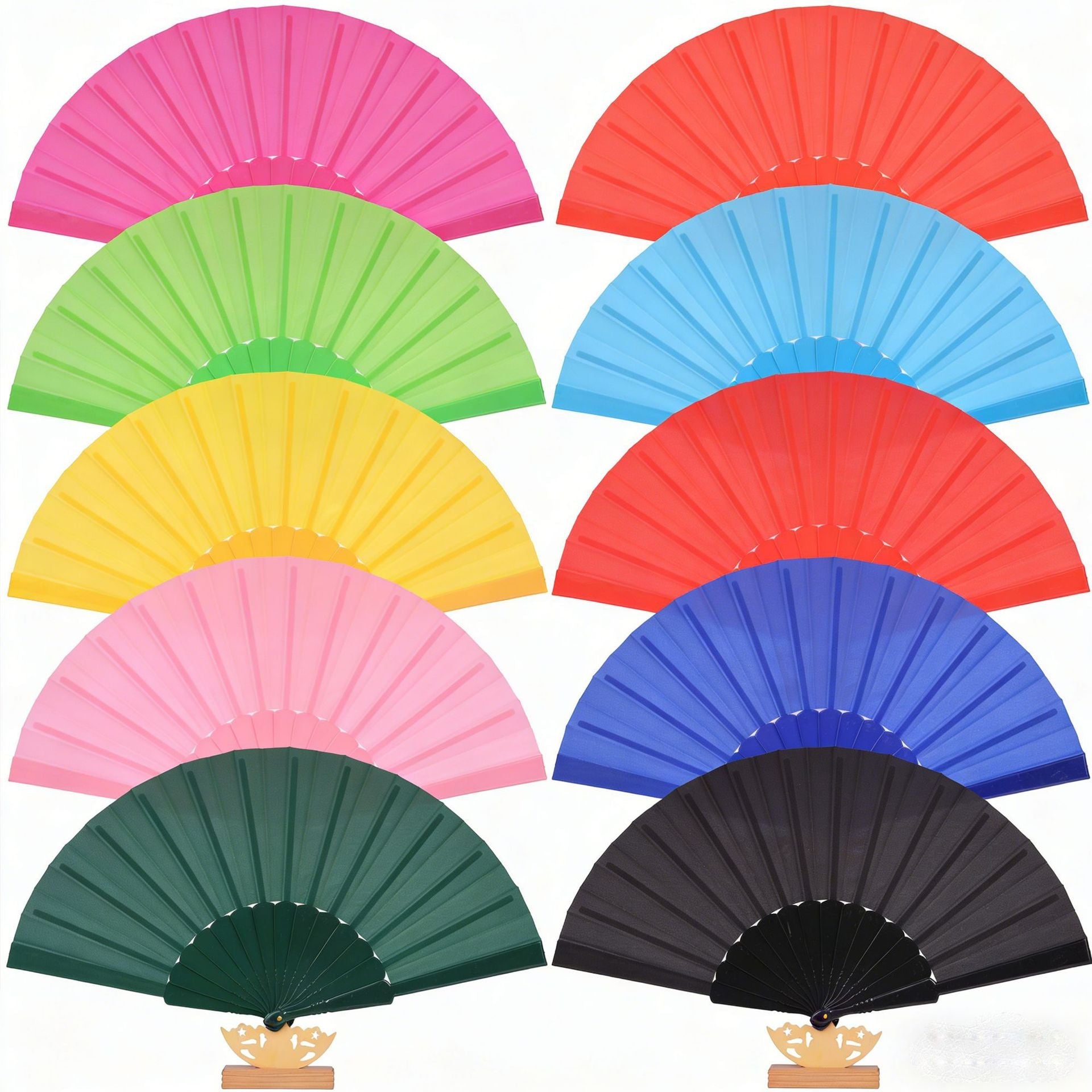 Ladies Decorative Fan with Elegant Wooden Handle Lightweight Stylish Accessory