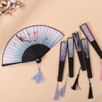 Ladies Handcrafted Bamboo Fan Floral Print Elegant Portable Accessory