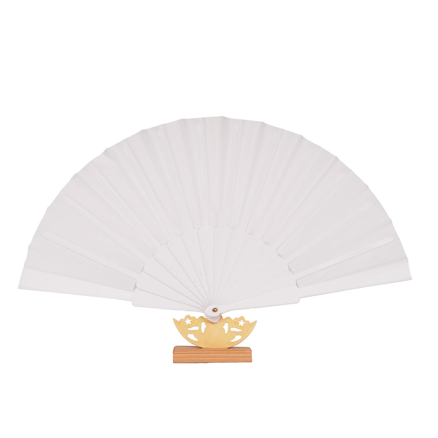 Women's Hand Fan with Filigree Wooden Handle Elegant Paper Folding Fan