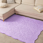 Decorative Living Room Rug Soft Microfiber Embossed Floral Non-Slip Backing