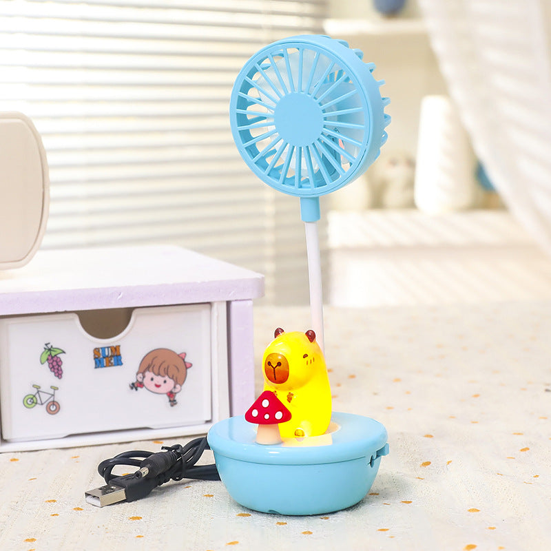 USB Desk Fan with Colorful LED Light Portable Quiet Table Fan for Women Adjustable Tilt