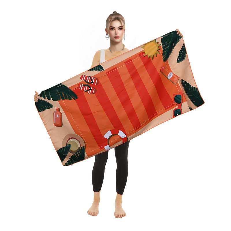 Brehn Women's Beach Towel Microfiber Quick-Dry Lightweight Colorful Flamingo Pattern