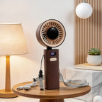 Portable USB Rechargeable Personal Fan with Display and Carrying Strap Compact Cooling