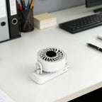 Portable Clip-On Cooling Fan USB Rechargeable Adjustable Speed with Digital Display