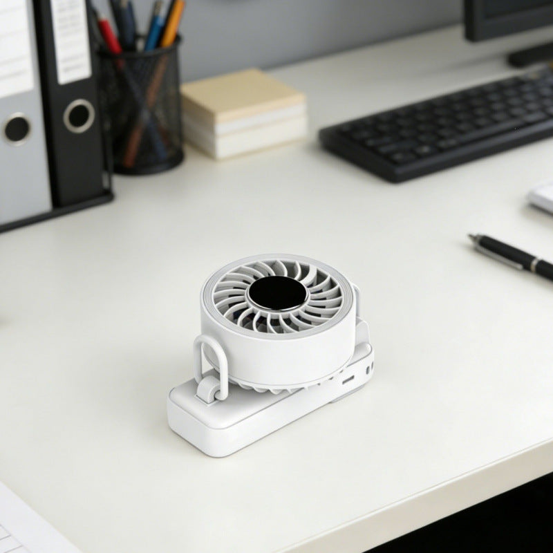 Portable Clip-On Cooling Fan USB Rechargeable Adjustable Speed with Digital Display