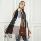 Ladies Patterned Scarf Soft Stylish Design with Fringes for Cold Weather