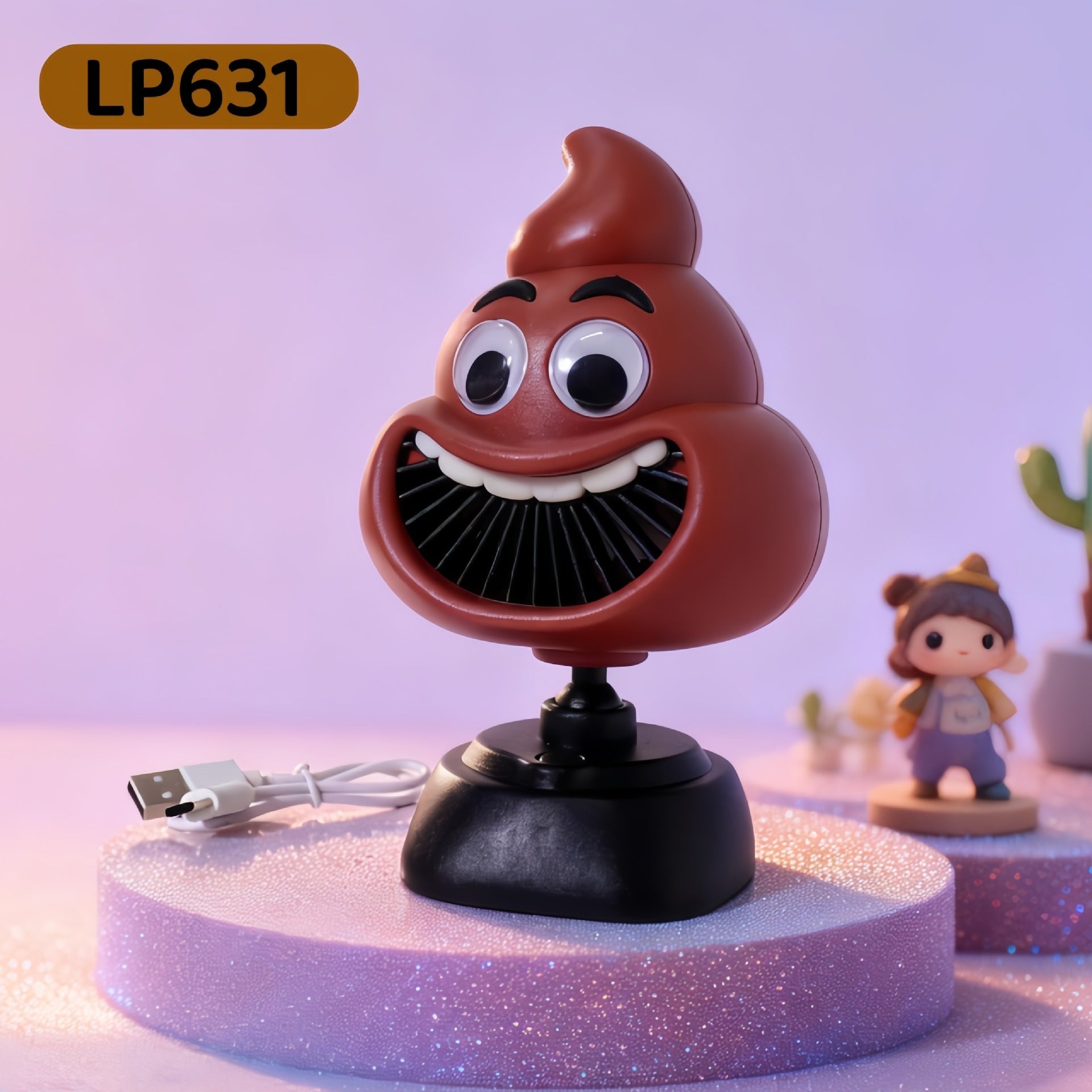 Portable Mini Fan USB Rechargeable Cute Character Design Compact Quiet Operation