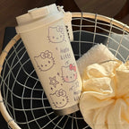 Insulated Ladies Drinking Cup with Hello Kitty Design BPA-Free Flip-Top Lid Ergonomic Handle