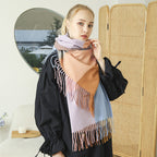 Ladies Patterned Scarf Soft Stylish Design with Fringes for Cold Weather