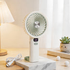 Portable USB Hand Fan Rechargeable with Digital LED Display Multi-Speed Control