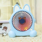 Portable Hand Fan USB Rechargeable Cute Animal Design Compact Lightweight Cooling Fan for Women