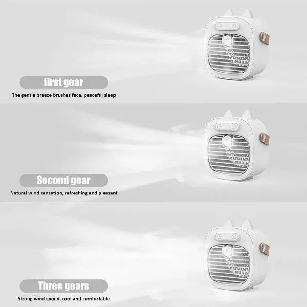 Personal Mist Cooler Fan USB Rechargeable Compact Portable with Adjustable Airflow and Leather Strap
