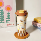 Insulated Stainless Steel Drinking Cup with Secure Flip Lid and Dog Design for Women