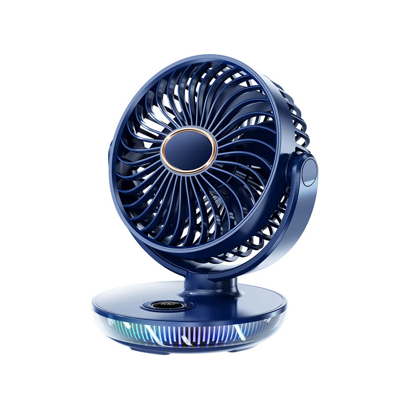 Compact Tabletop Cooling Fan Portable Quiet Adjustable Speed with LED Light