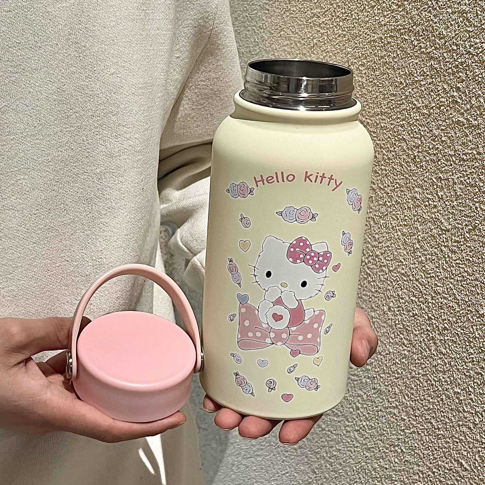 Insulated Stainless Steel Water Bottle with Hello Kitty Design for Women