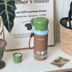 Insulated Plastic Water Bottle for Women Leak-Proof Hot Cold Drink Container with Handle and Cheerful Design